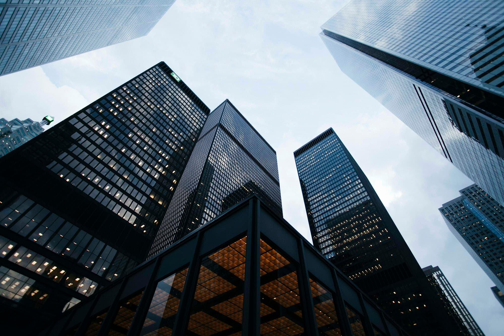 Commercial and institutional building exterior with glass facade